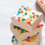 white chocolate fudge stacked up