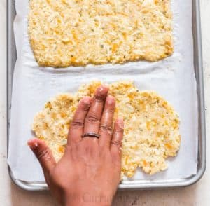 forming shape of cauliflower crust for cauliflower breadsticks