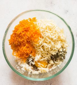 mixing cauliflower breadstick dough for cauliflower breadsticks