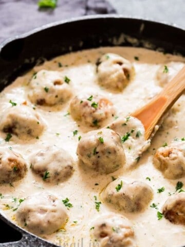 chicken meatballs in cream sauce is decadent chicken meatballs smothered with rich and delicious cream sauce