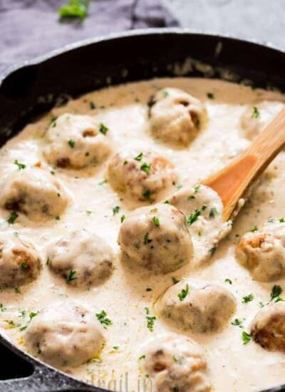 chicken meatballs in cream sauce is decadent chicken meatballs smothered with rich and delicious cream sauce