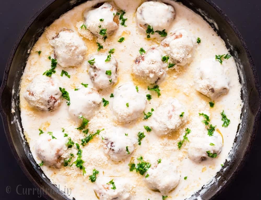chicken meatballs in cream sauce is decadent chicken meatballs smothered with rich and delicious cream sauce