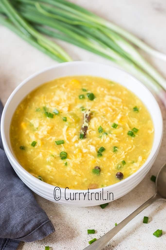 close up view of egg soup