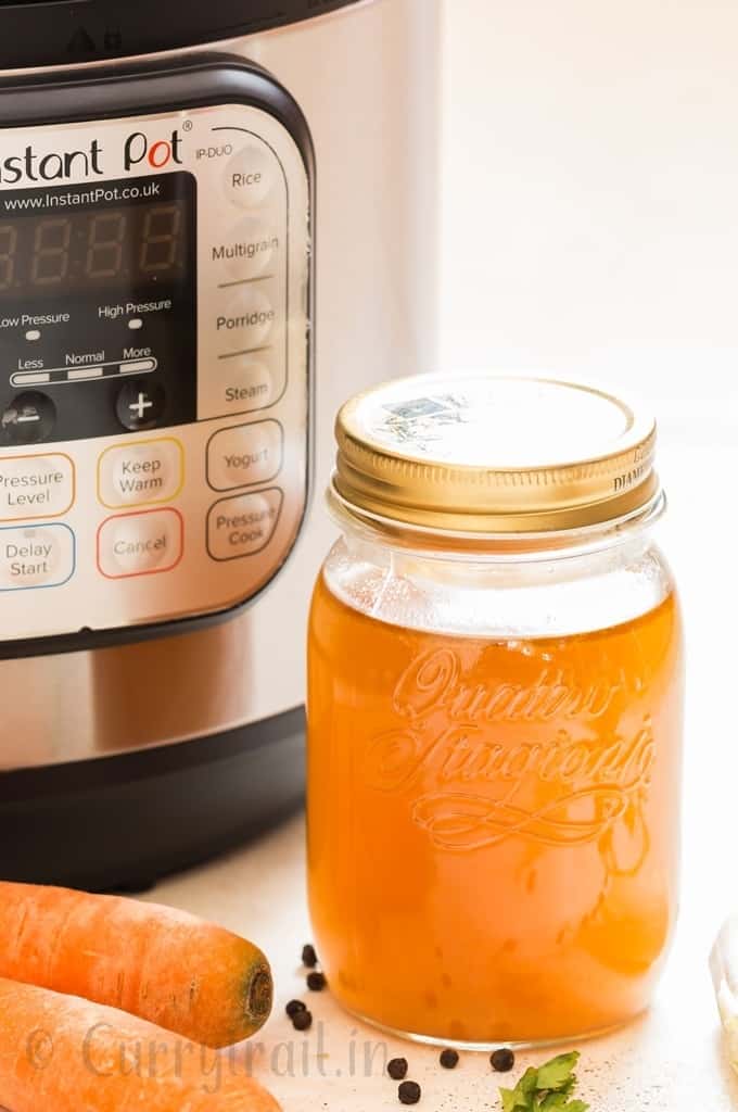 instant pot bone broth in glass jars