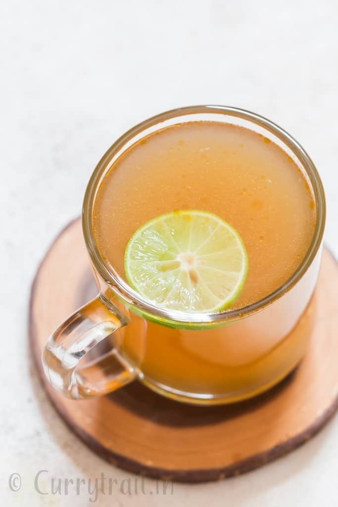 instant pot bone broth in glass cup