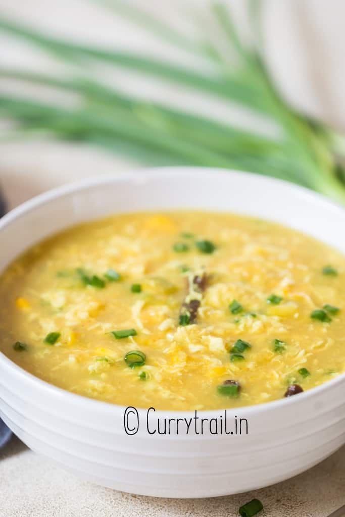 Chinese egg drop soup in white bowl