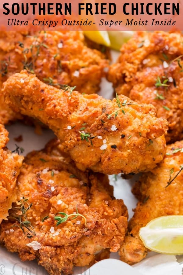 southern fried chicken with text overlay