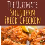 southern fried chicken with text overlay