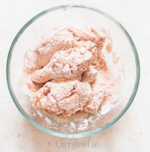 flouring chicken for Southern fried chicken