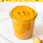 homemade turmeric paste in weck jars with text overlay