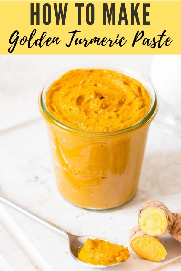 homemade turmeric paste in weck jars with text overlay