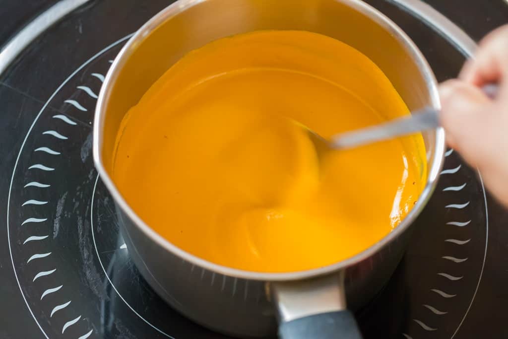 making turmeric paste recipe in sauce pan