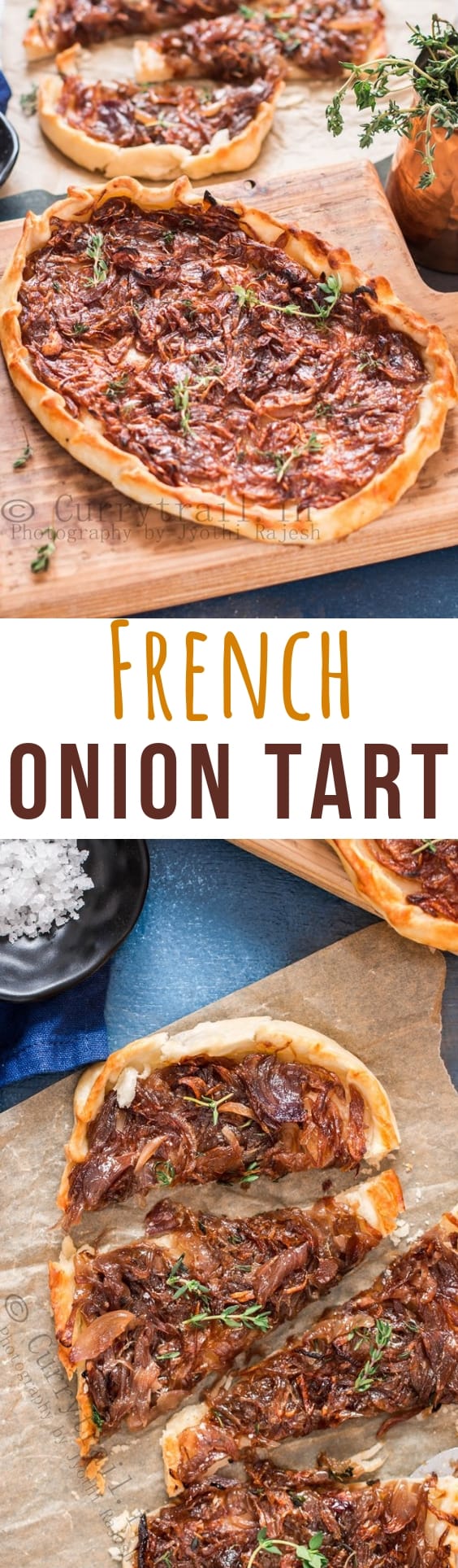 french onion tart with text overlay
