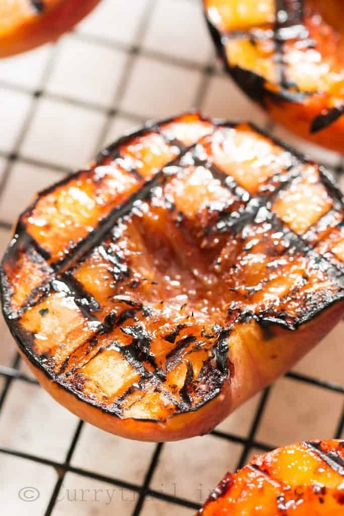 peaches grilled with brown sugar glaze