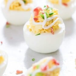 deviled eggs with bacon is great Easter appetizer