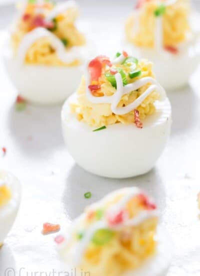 deviled eggs with bacon is great Easter appetizer