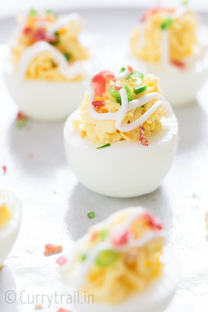 deviled eggs with bacon is great Easter appetizer