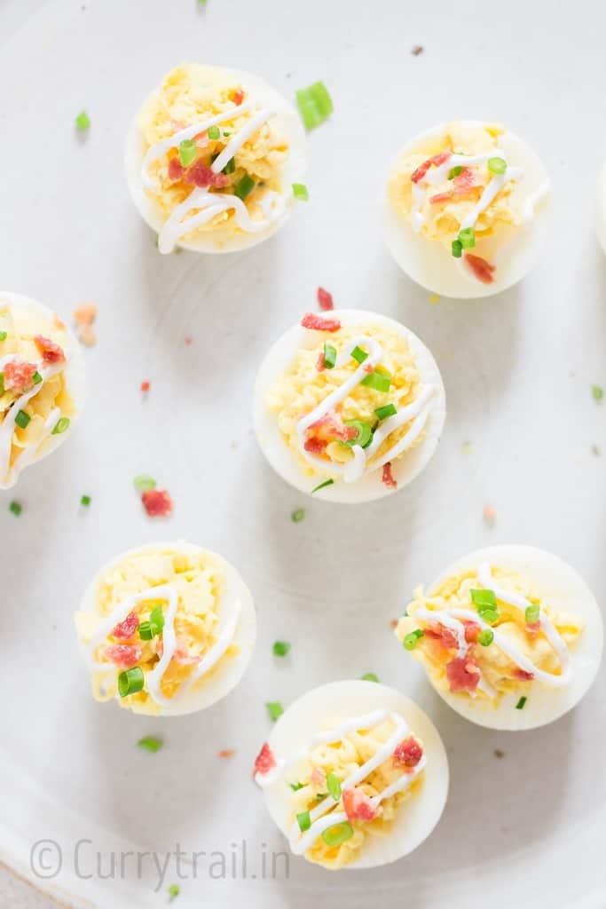 deviled eggs with bacon is great Easter appetizer