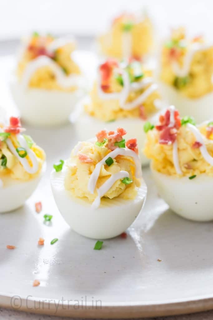 deviled eggs with bacon is great Easter appetizer