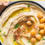 best homemade hummus recipe made from scratch with text overlay