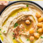 best homemade hummus recipe made from scratch with text overlay