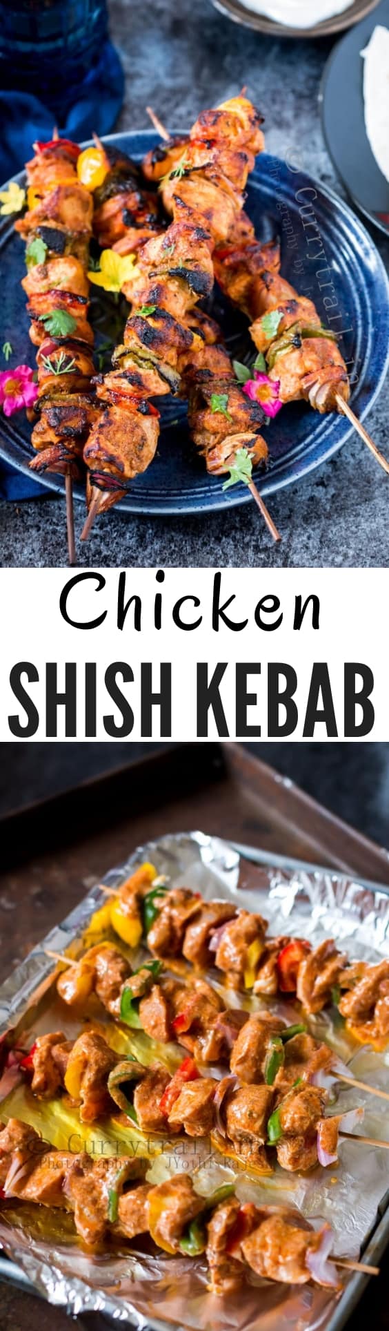 chicken shish kebab with text overlay