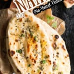 instant naan made without yeast with ghee on side with text