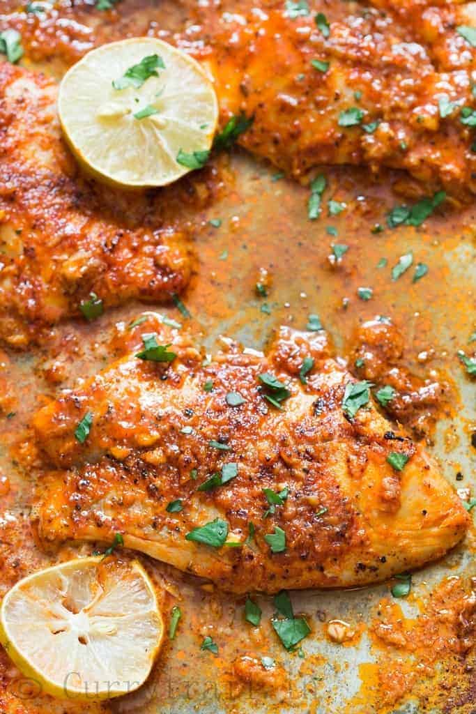 Garlicky Chili Lemon Baked Tilapia Recipes - CurryTrail