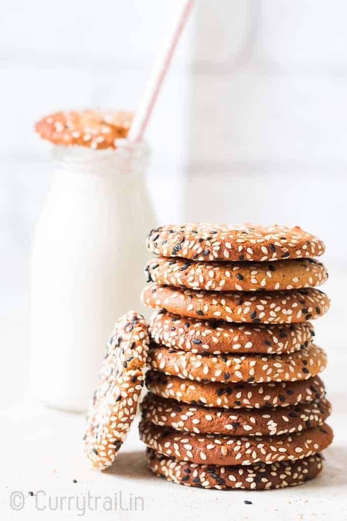 Milk and tahini cookies stack