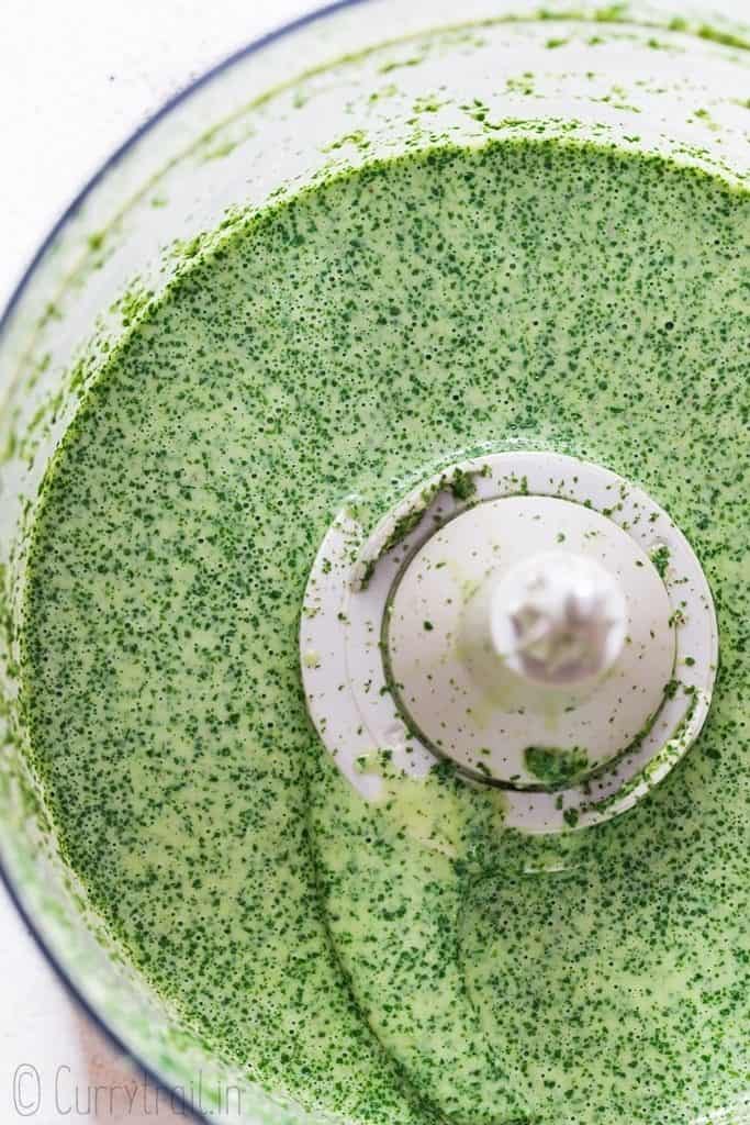 cilantro sauce blended in a food processor