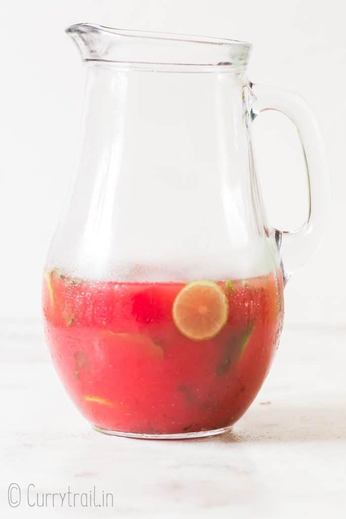 fresh watermelon drink in a pitcher.