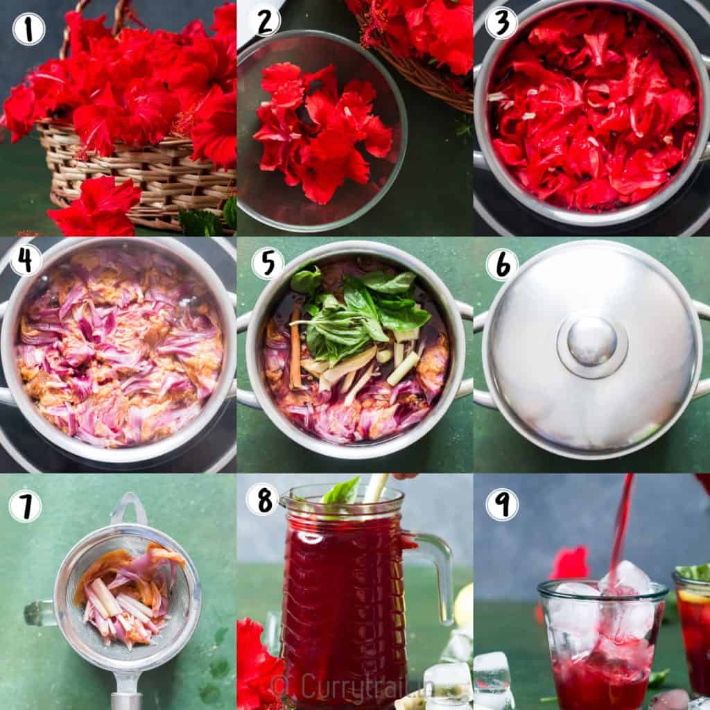hibiscus iced tea step by step pictorial