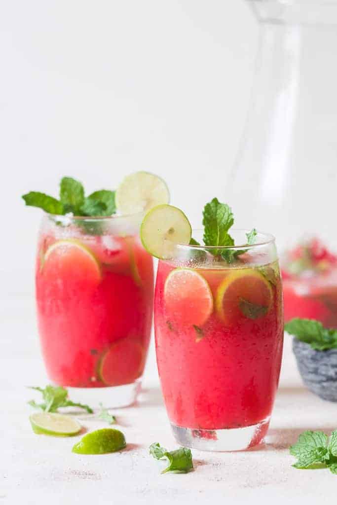 watermelon mojito in glasses