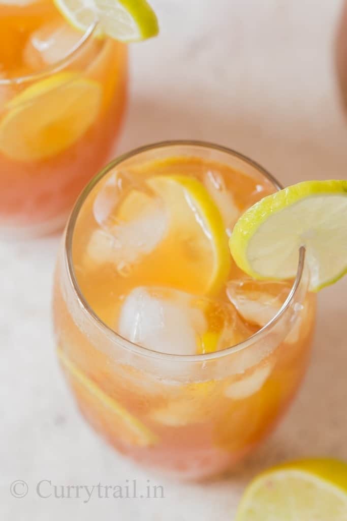 iced lemon tea glasses