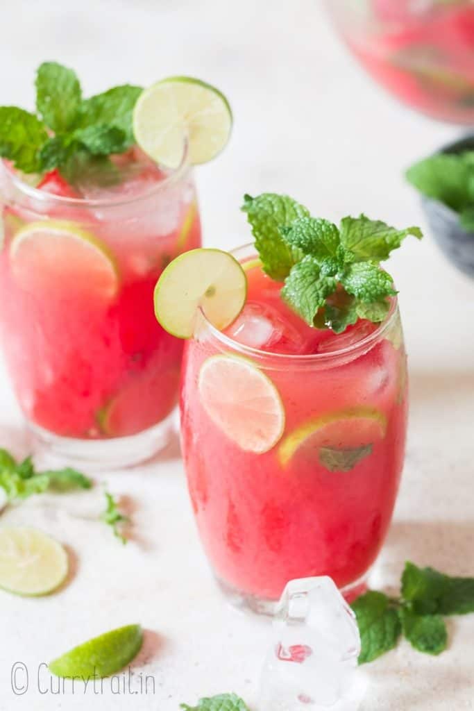 icy cool summer watermelon mojito served in glasses