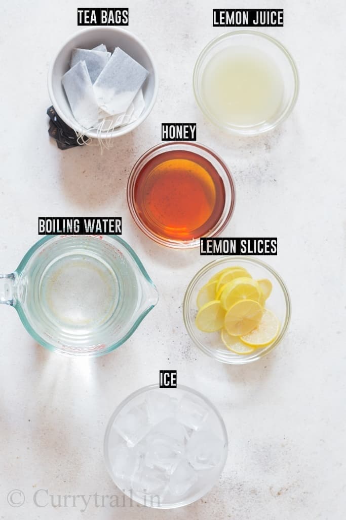 ingredients list of sweet lemon iced tea recipe