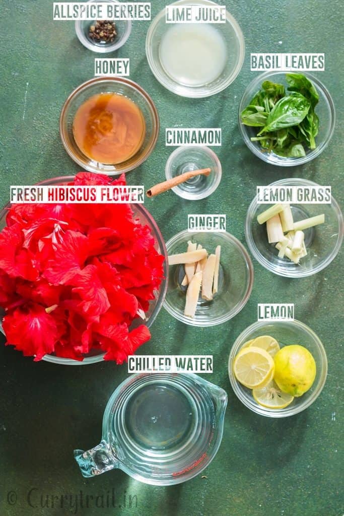 ingredients for hibiscus tea