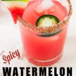 spicy watermelon margarita with jalapenos in shot glasses