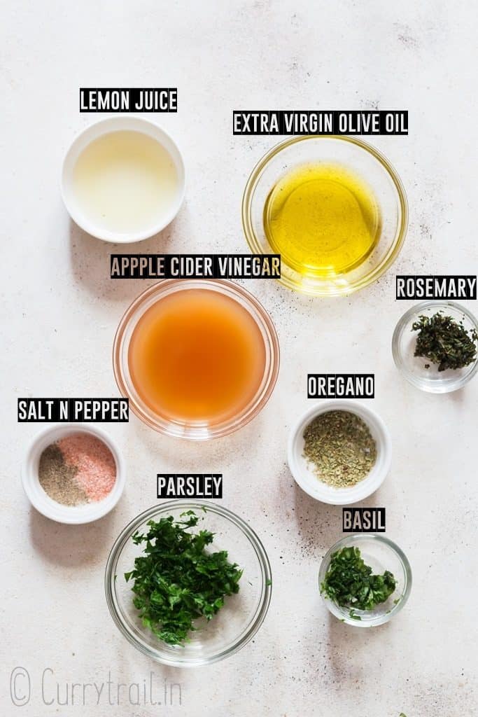 ingredients for 3 salad dressing recipe