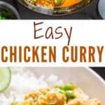 chicken curry recipe with text overlay