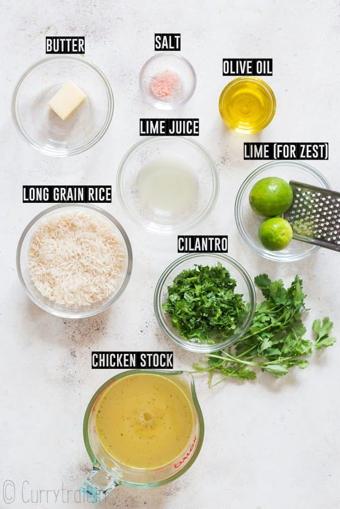 ingredients for cilantro lime rice