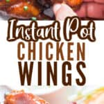 most succulent chicken wings cooked in instant pot served with sour cream on plate with text