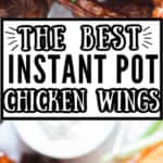 most succulent chicken wings cooked in instant pot served with sour cream on plate with text
