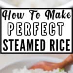 rice cooked on stove top with text