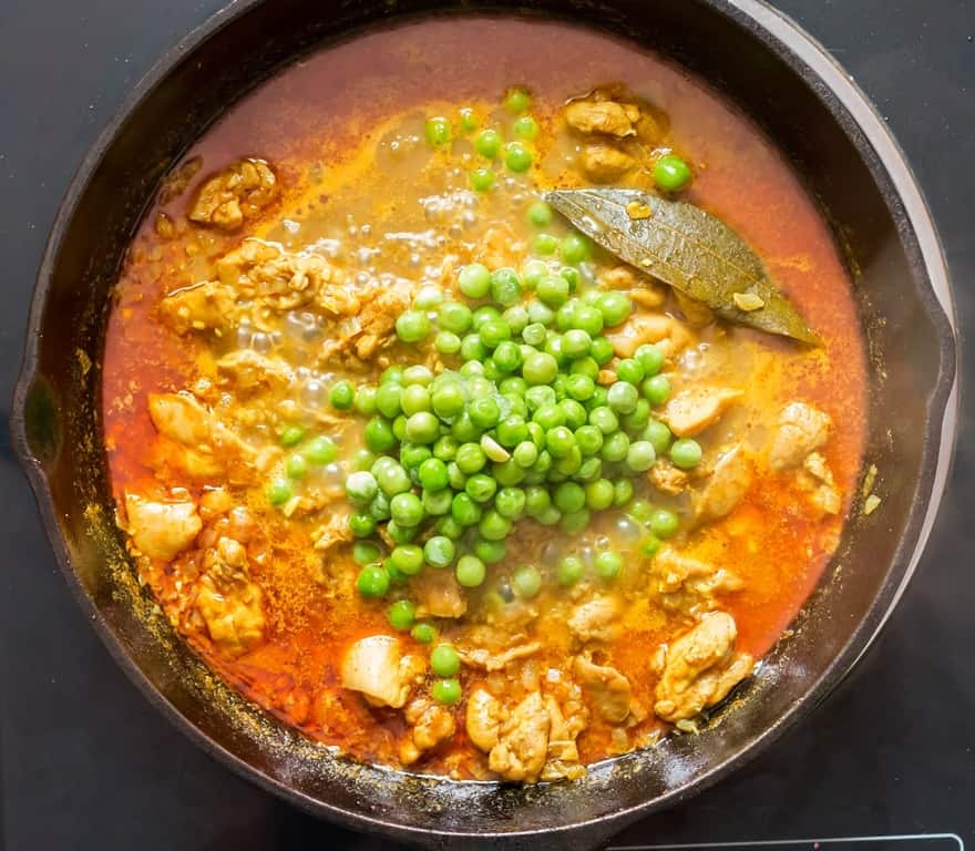 added frozen peas to chicken curry recipe