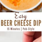 beer cheese dip recipe with text overlay