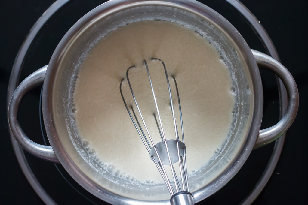 cream cheese melted with beer in sauce pan