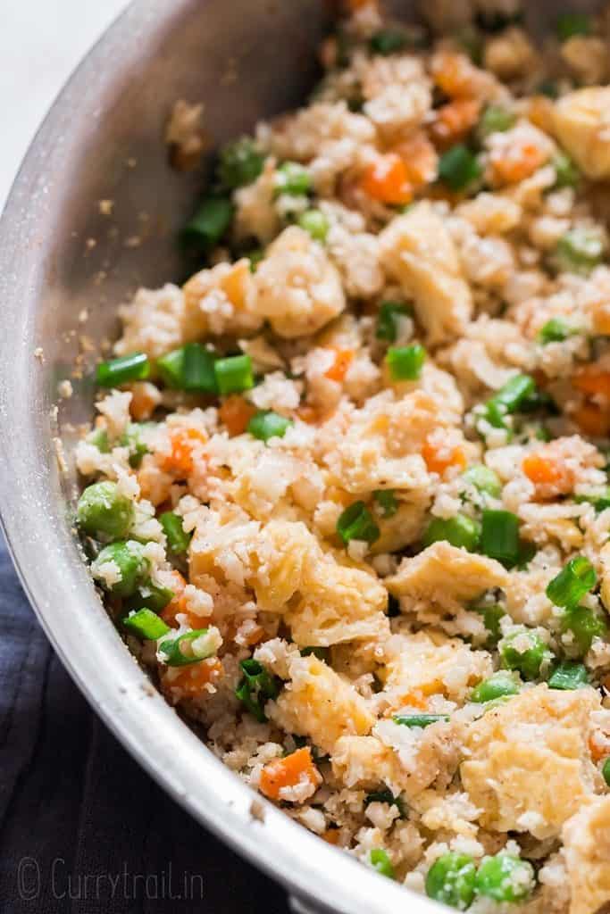 veggies eggs and stir fried cauliflower