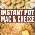 creamy mac and cheese cooked in instant pot with text