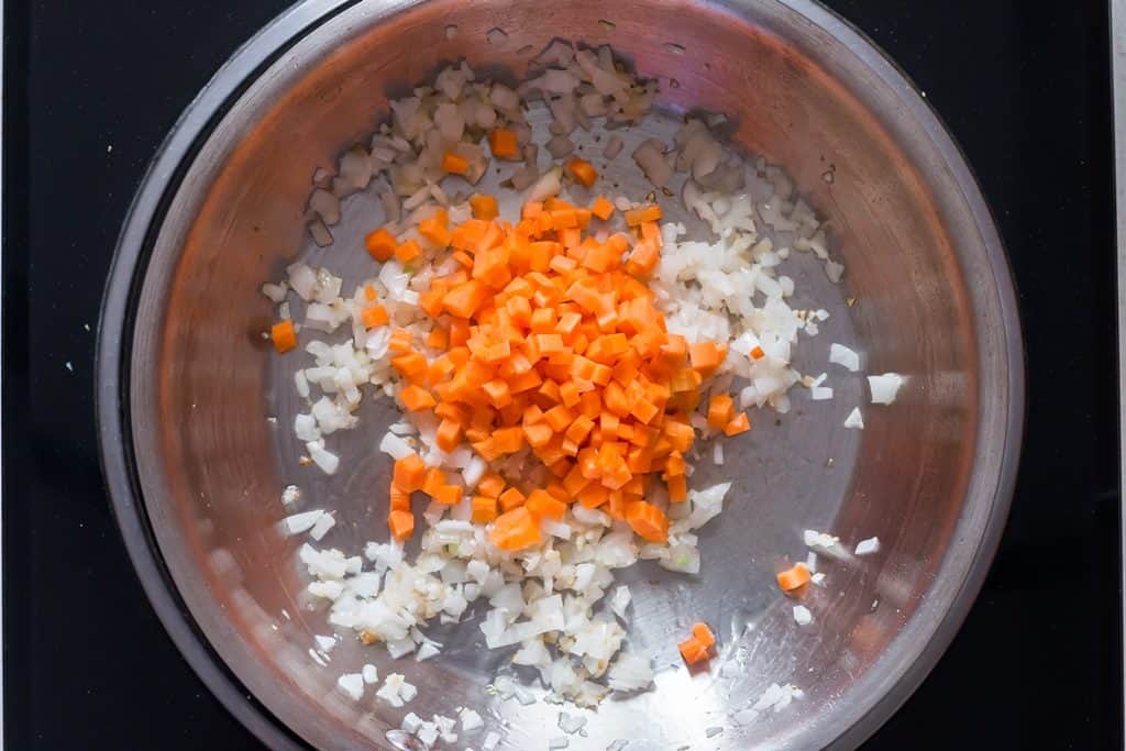 sauteing carrots in skillet